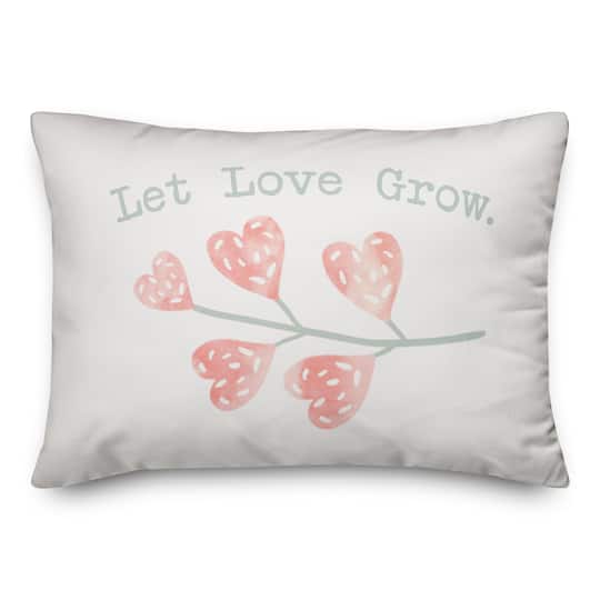 Let Love Grow Heart Branch Throw Pillow